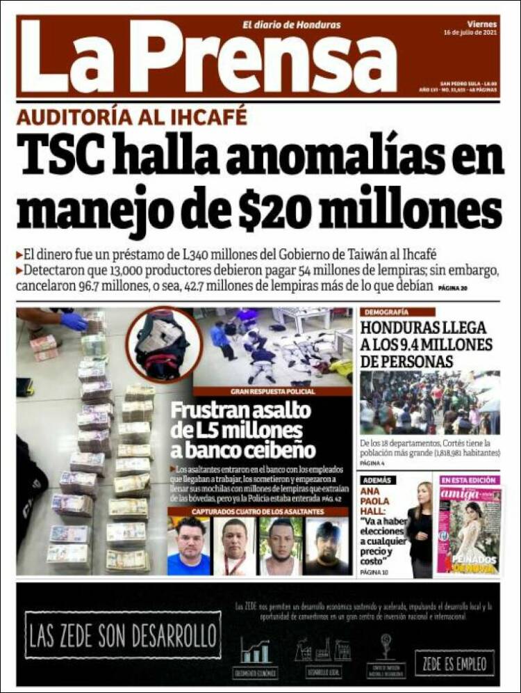 Portada de La Prensa (Honduras)