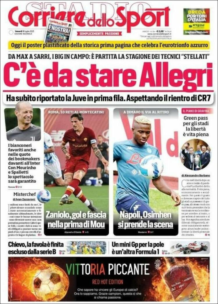 Portada de Corriere dello Sport (Italie)