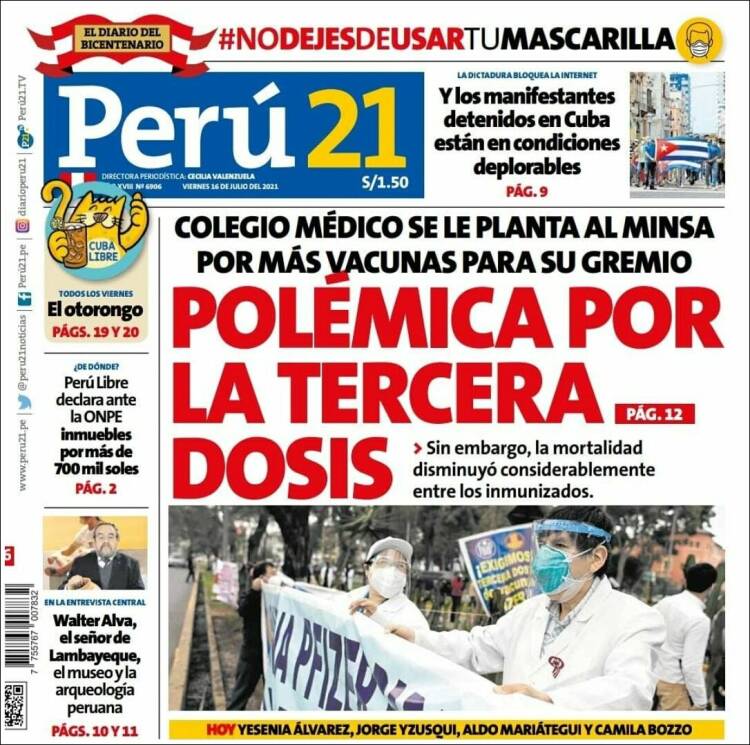 Portada de Perú 21 (Per&uacute;)