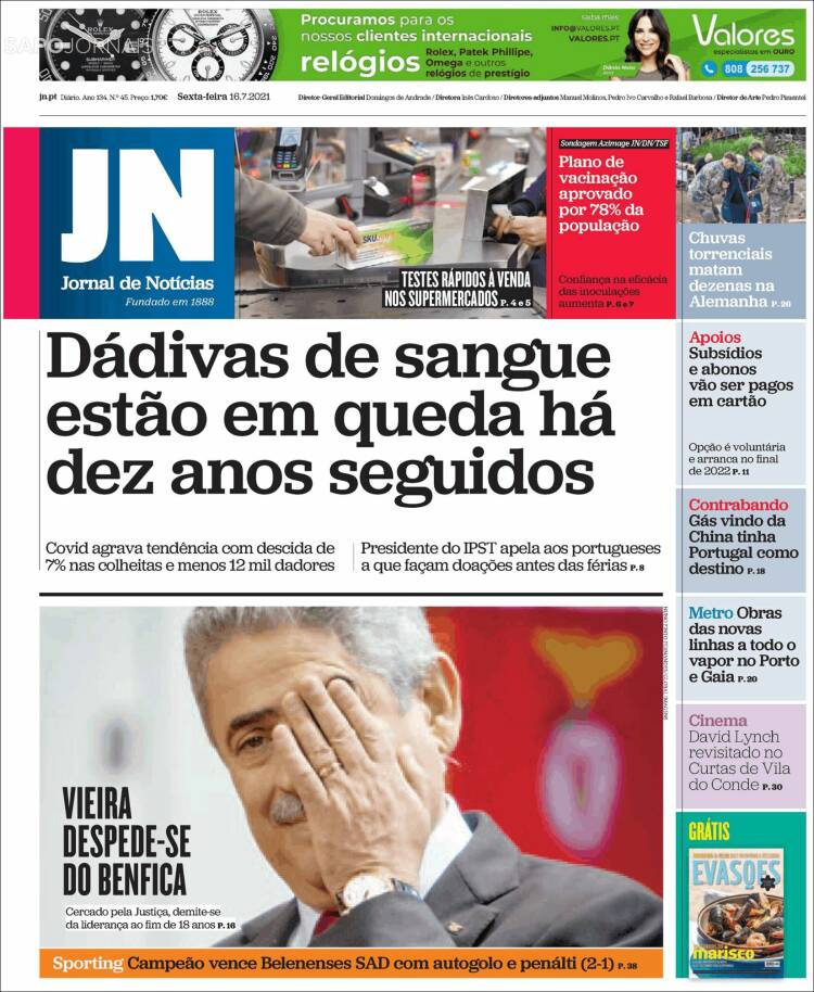 Portada de Jornal de Notícias (Portugal)