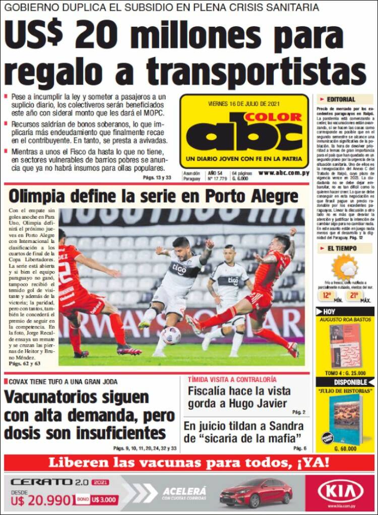Portada de ABC Color (Paraguay)