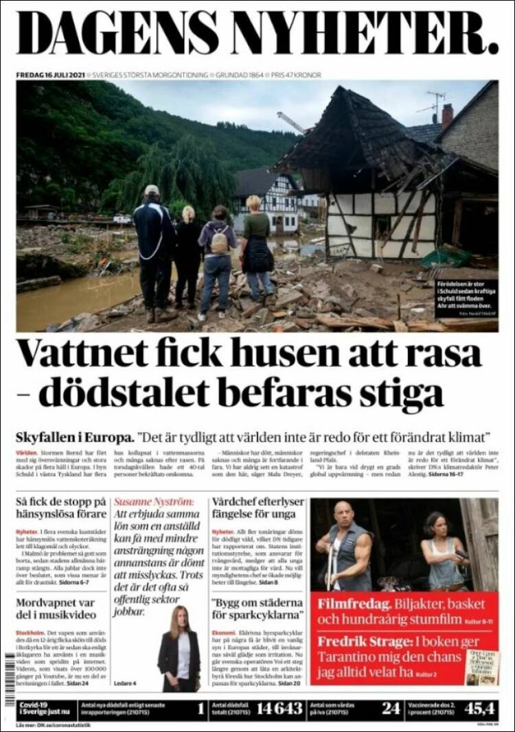 Portada de Dagens Nyheter (Suecia)
