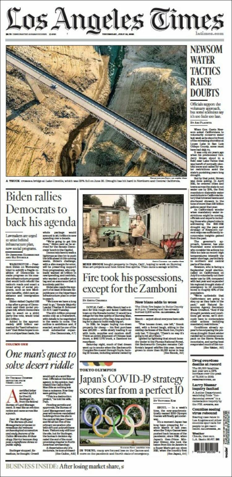 Portada de Los Angeles Times (USA)