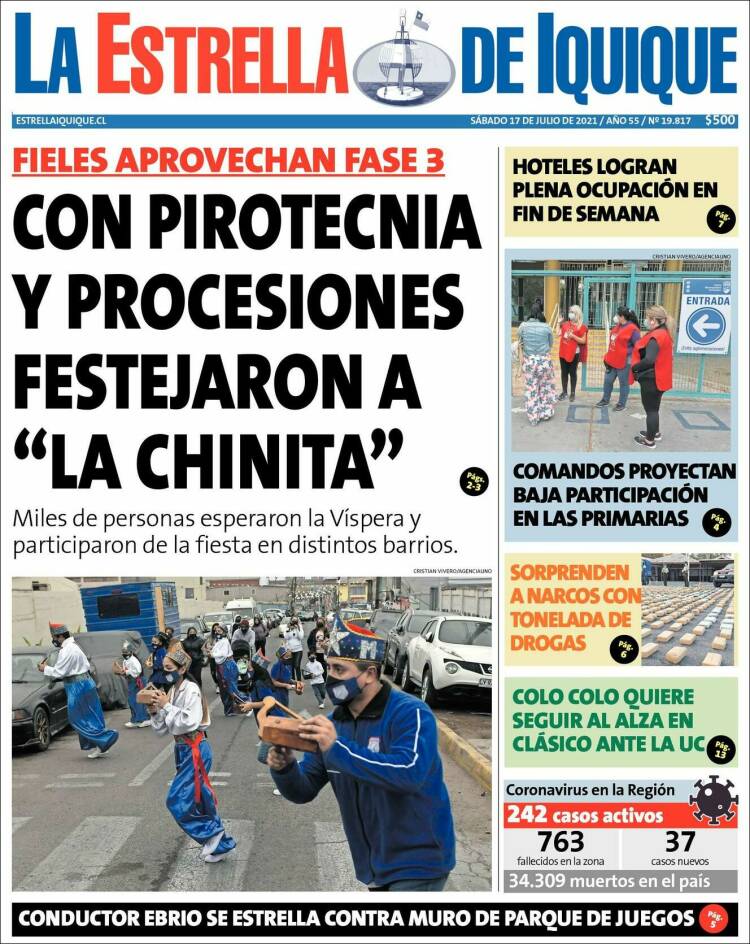 Portada de La Estrella de Iquique (Chile)