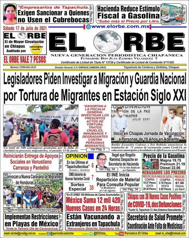 Portada de El Orbe (México)