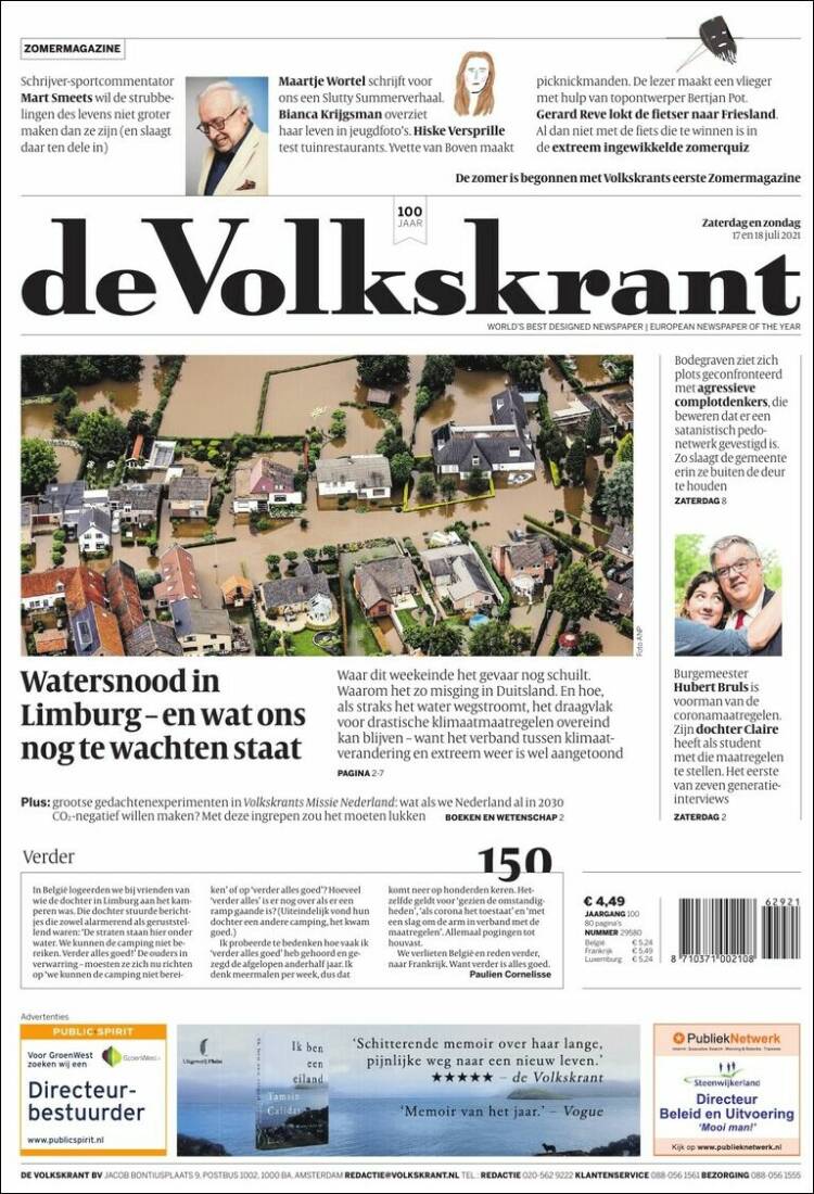 Portada de De Volkskrant (Países Bajos)