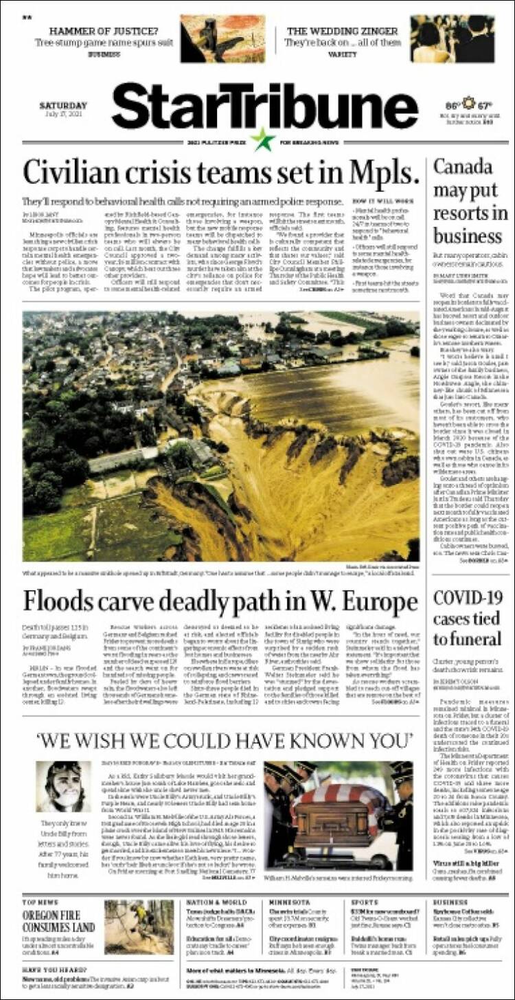 Portada de Star Tribune (USA)