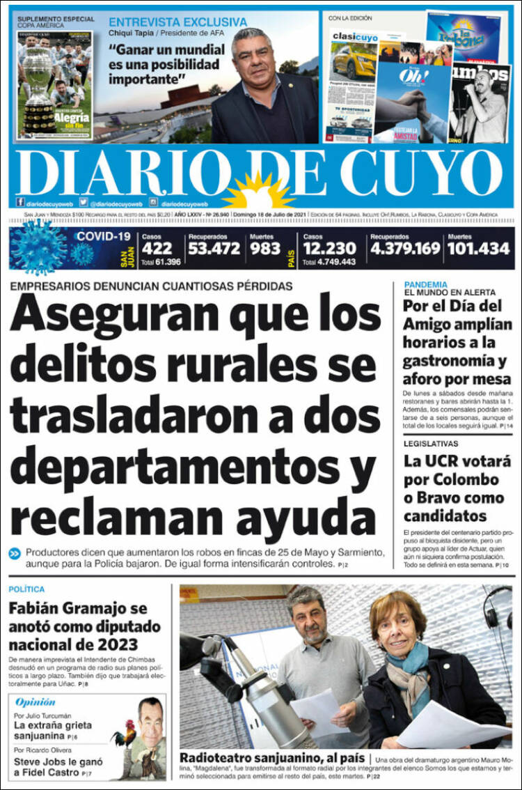 Portada de Diario de Cuyo (Argentina)