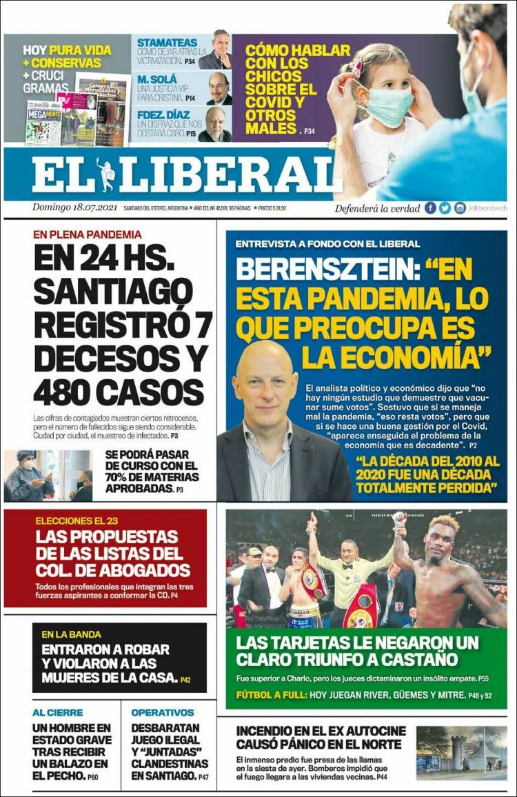Portada de Diario El Liberal (Argentina)