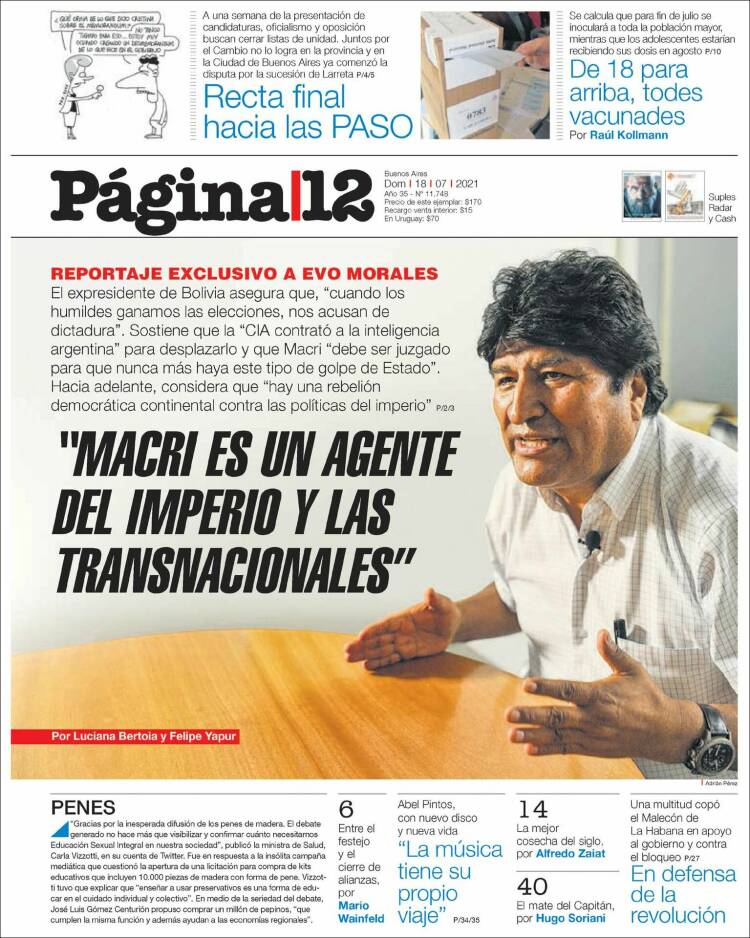 Portada de Página/12 (Argentina)