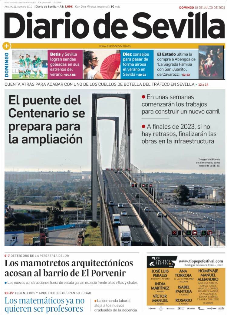 Portada de Diario de Sevilla (España)