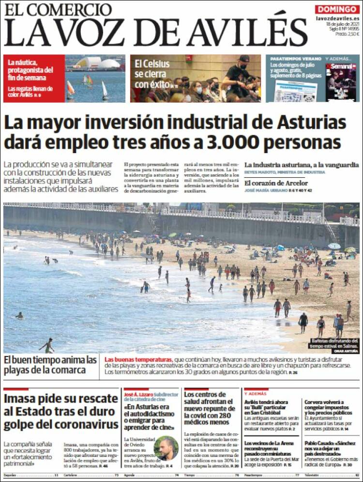 Portada de El Comercio - Avilés (España)