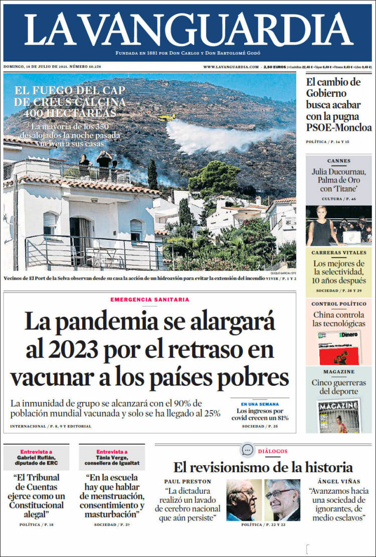 Portada de La Vanguardia (España)