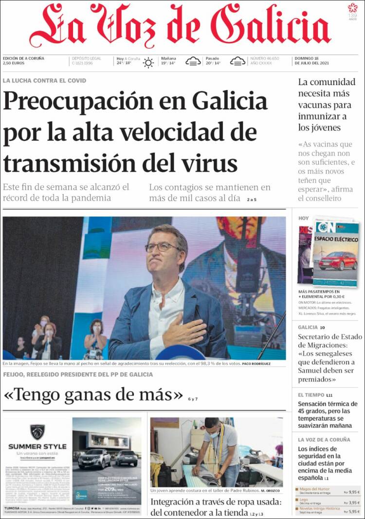 Portada de La Voz de Galicia (España)