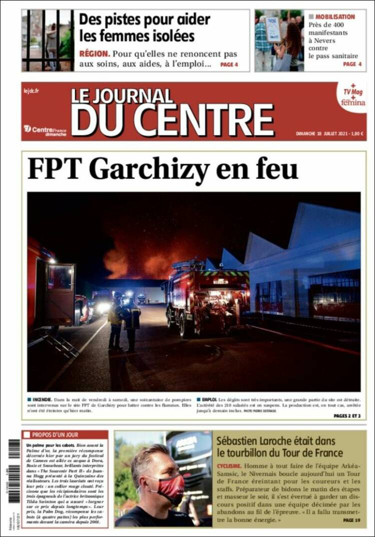 Portada de Le Journal du Centre (Francia)