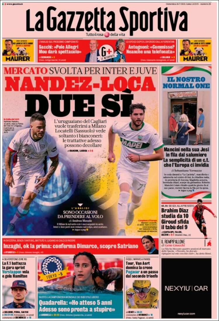 Portada de La Gazzetta dello Sport (Italia)