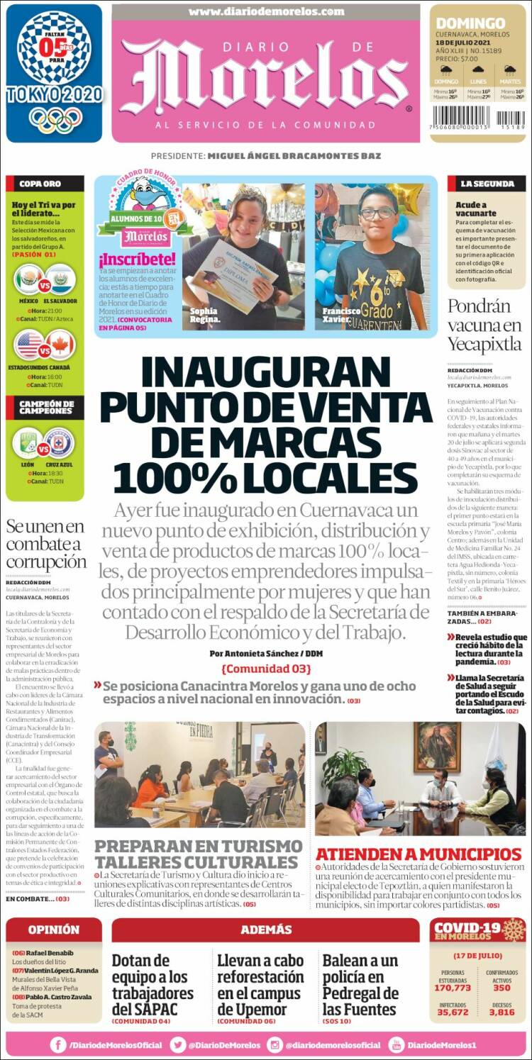 Portada de Diario de Morelos (México)