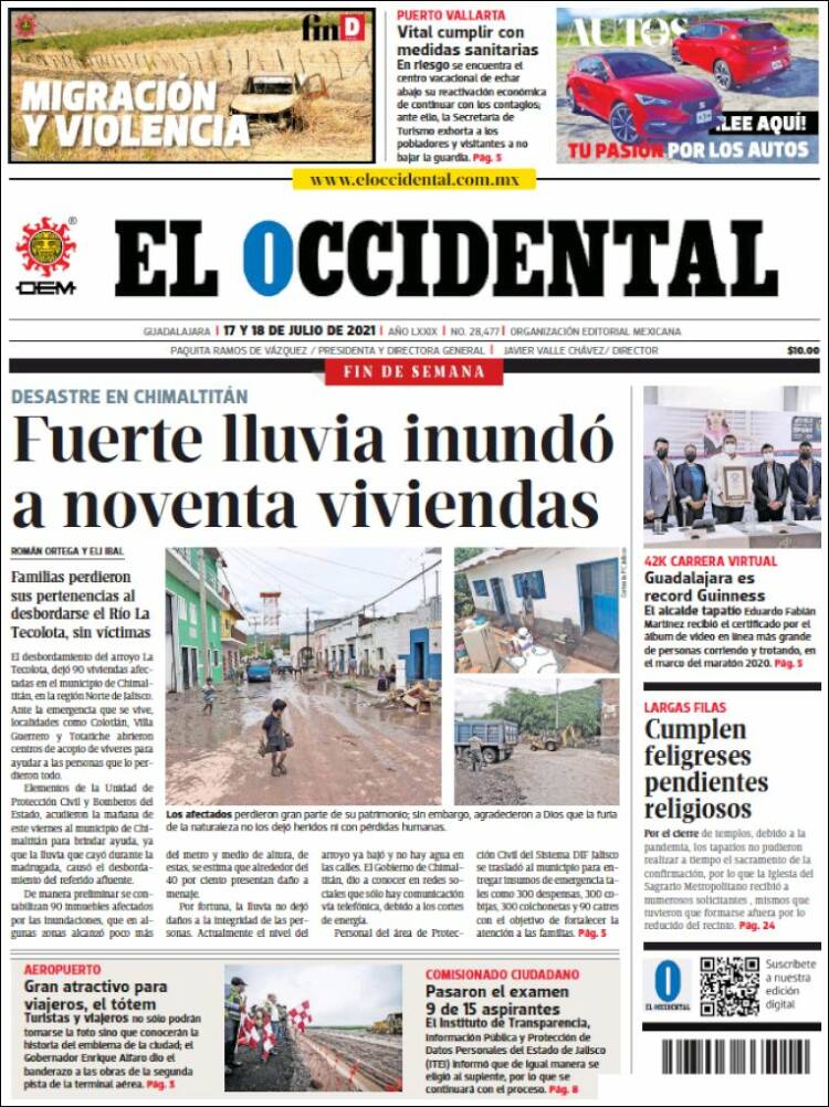 Portada de El Occidental (México)