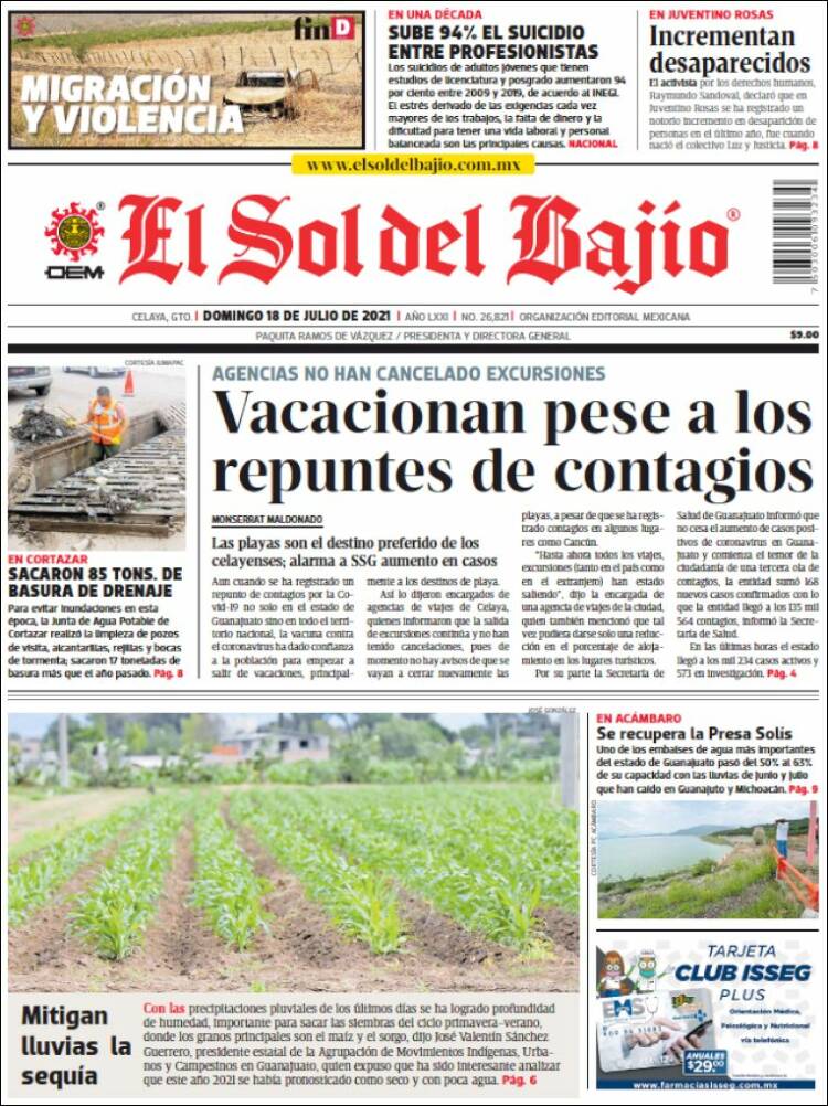 Portada de El Sol del Bajio (México)