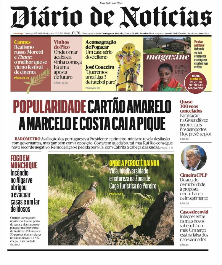 Portada de Diário de Noticias (Portugal)