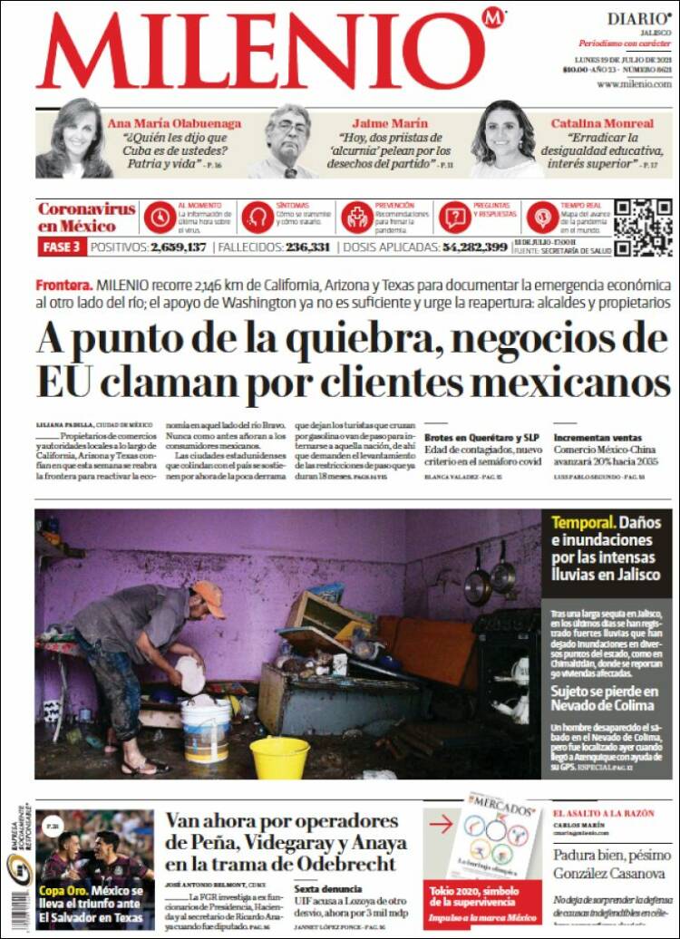 Portada de Milenio - Jalisco (México)