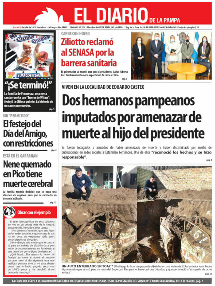 Portada de Diario de La Pampa (Argentina)