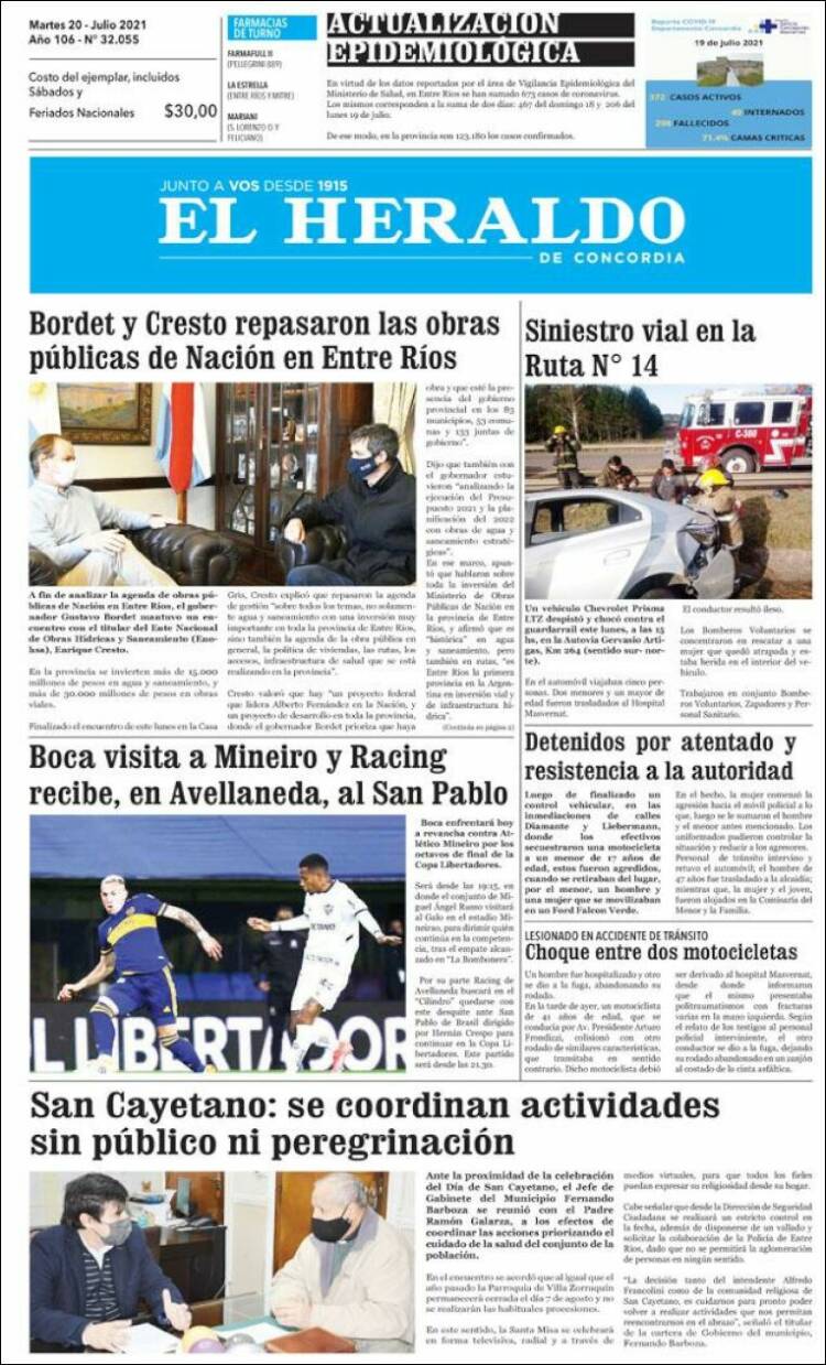 Portada de El Heraldo de Concordia (Argentina)