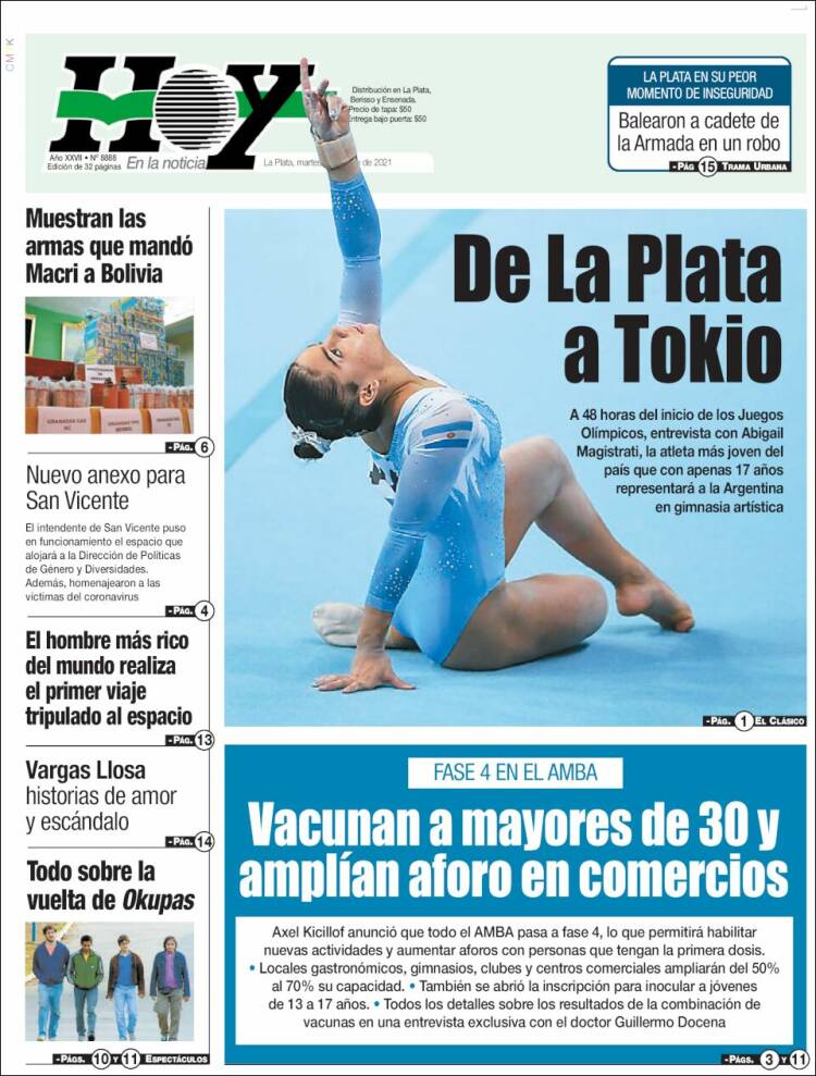 Portada de Diario Hoy (Argentina)