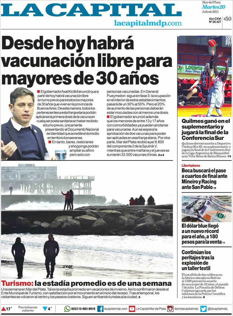 Portada de Diario La Capital - Mar del Plata (Argentina)