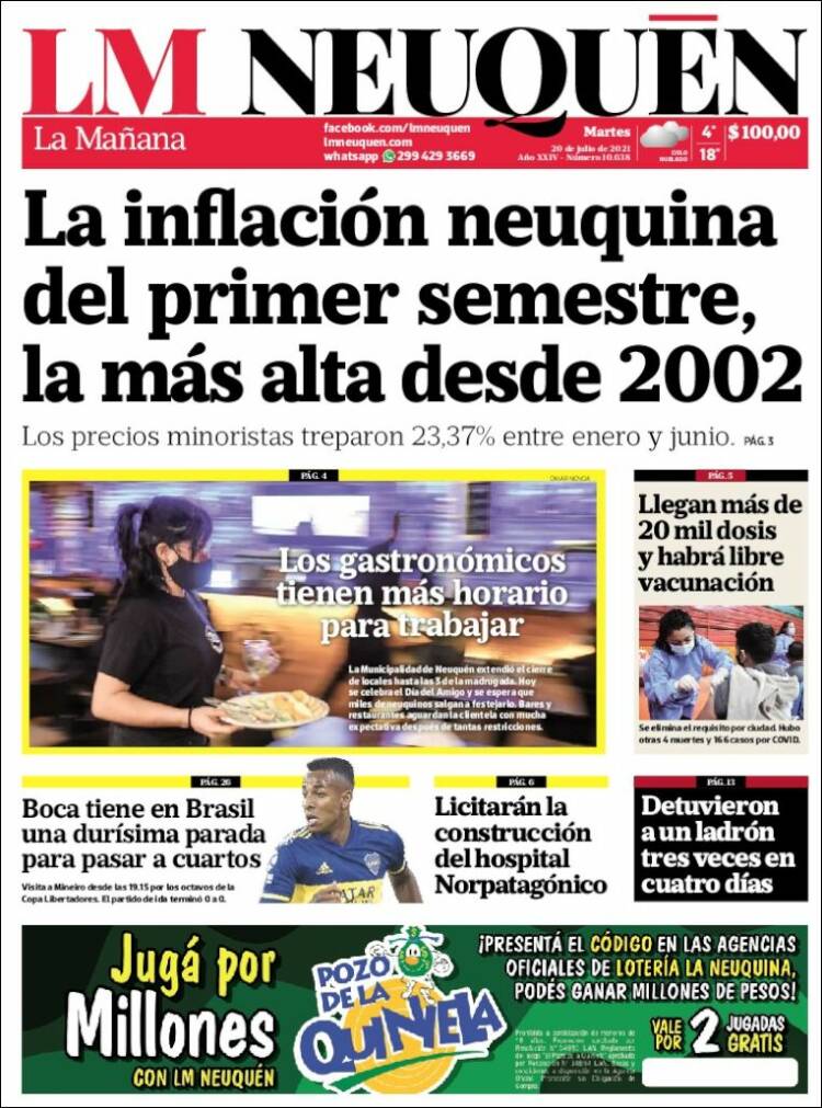 Portada de La Mañanade Neuquén (Argentina)