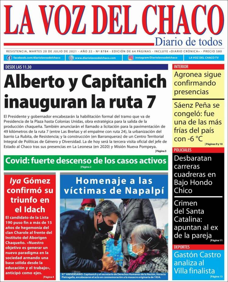 Portada de La Voz del Chaco (Argentina)