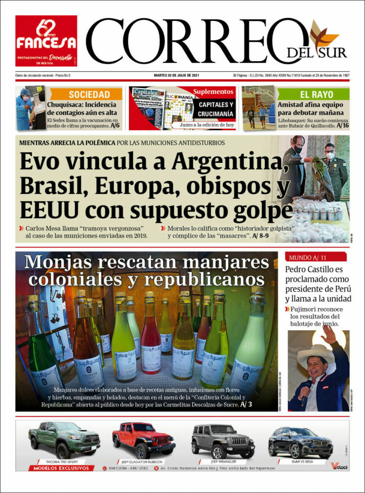 Portada de Correo Sur (Bolivia)