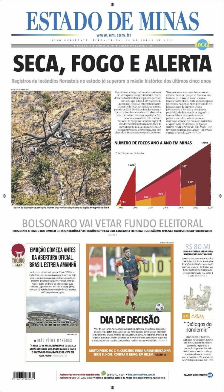 Portada de Jornal Estado de Minas (Brasil)