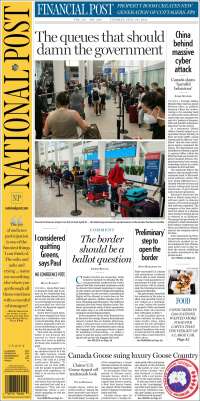 Portada de The National Post (Canadá)