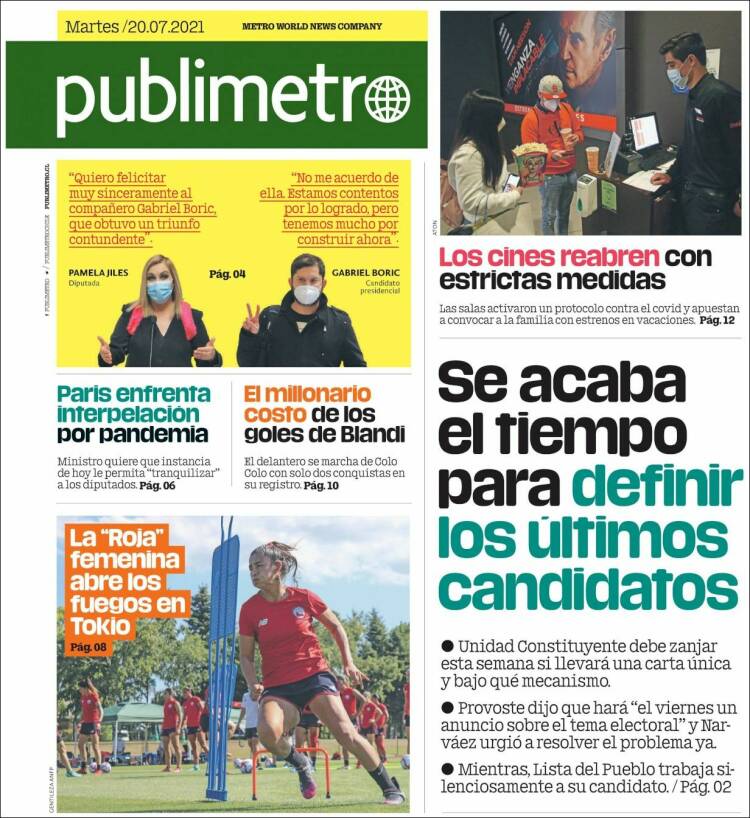 Portada de Publimetro (Chile)