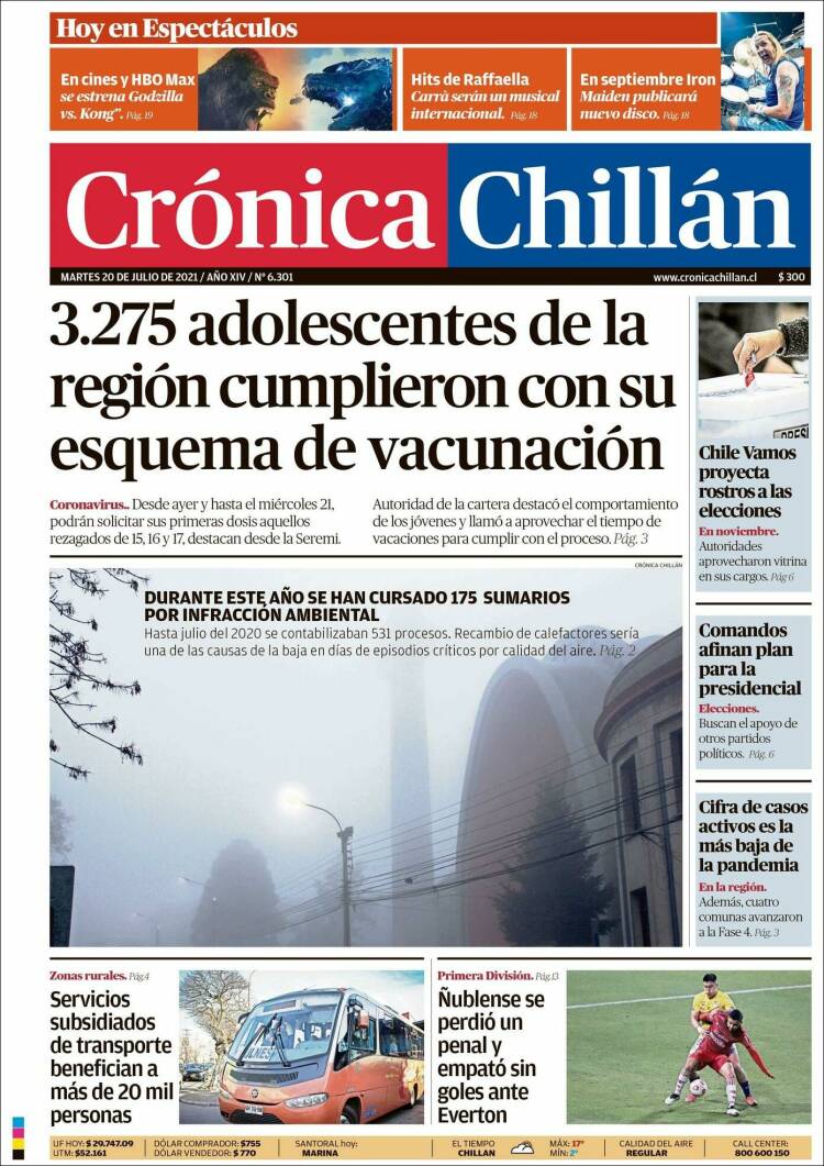 Portada de Crónica Chillán (Chile)