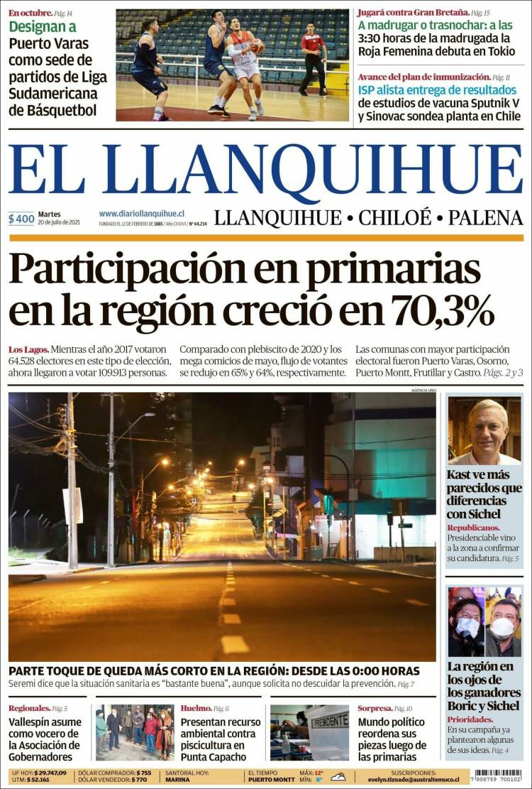 Portada de El Llanquihue (Chile)