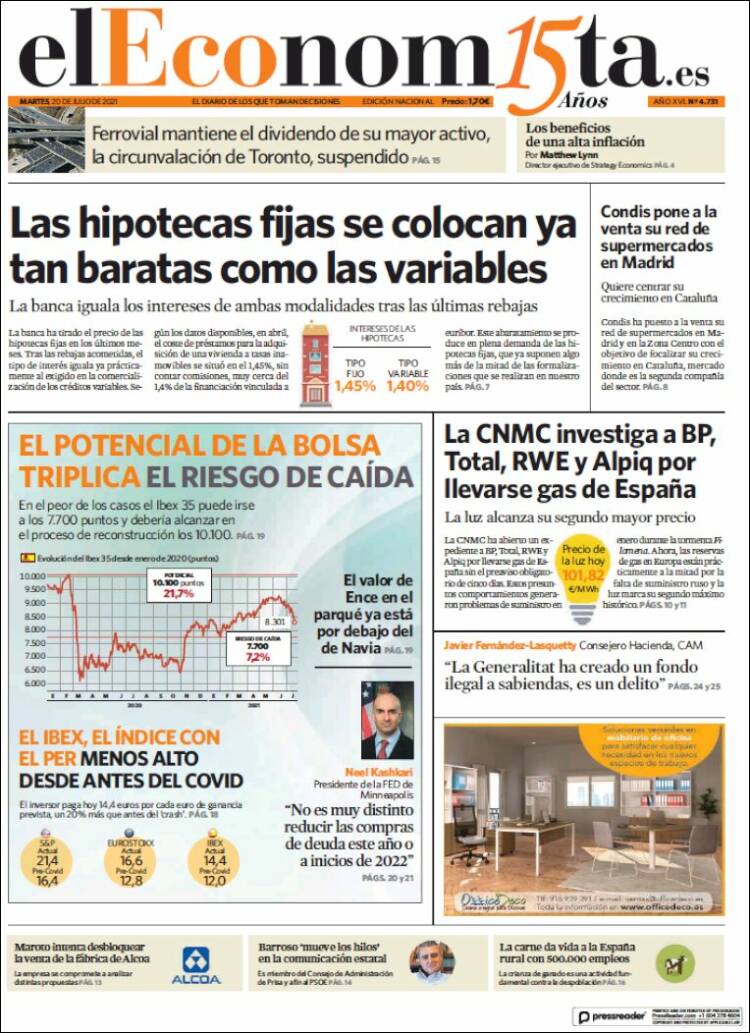 Portada de El Economista (Espa&ntilde;a)