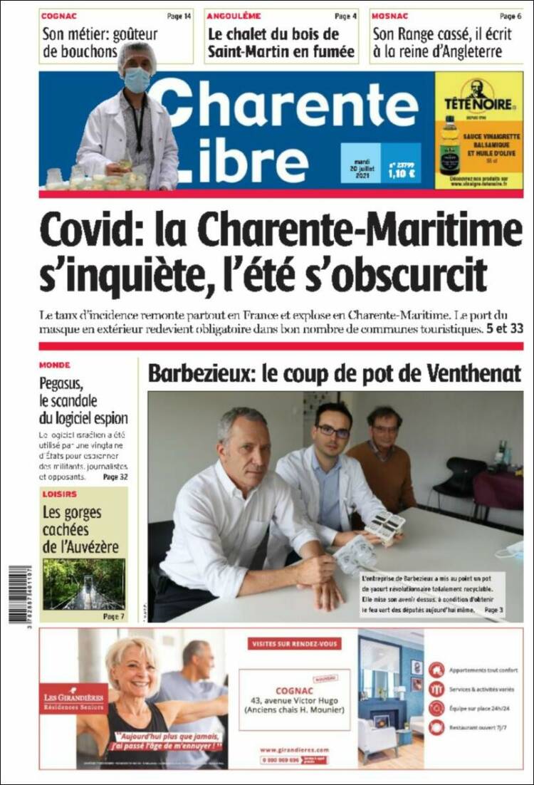 Portada de Charente Libre (Francia)