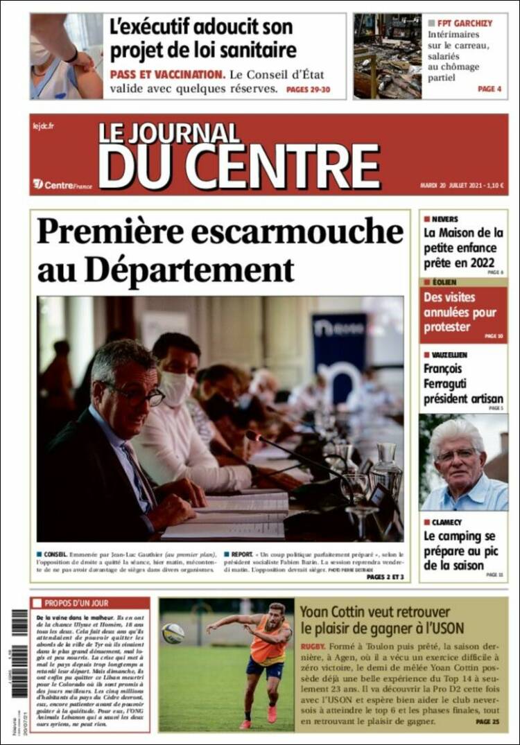 Portada de Le Journal du Centre (France)