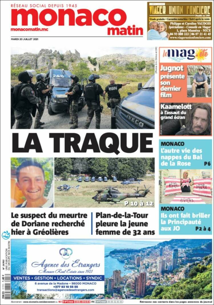 Portada de Nice-Matin (Francia)