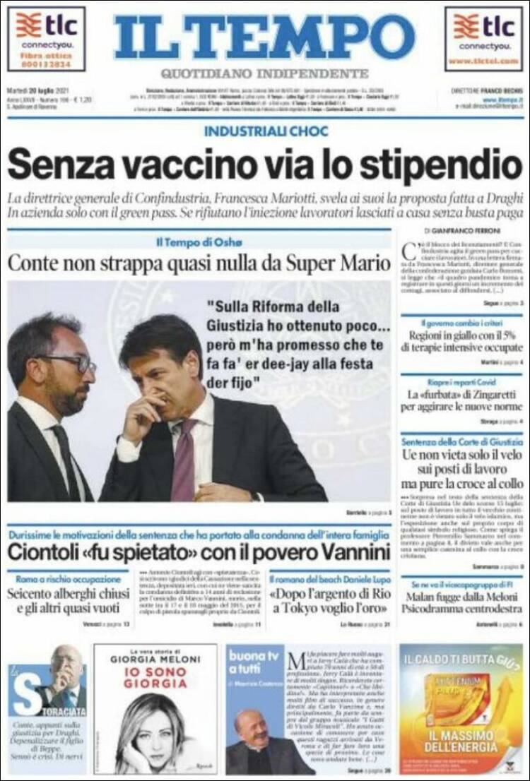 Portada de Il Tempo (Italia)