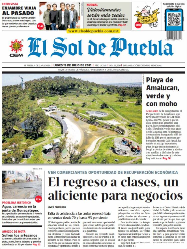 Portada de El Sol de Puebla (México)