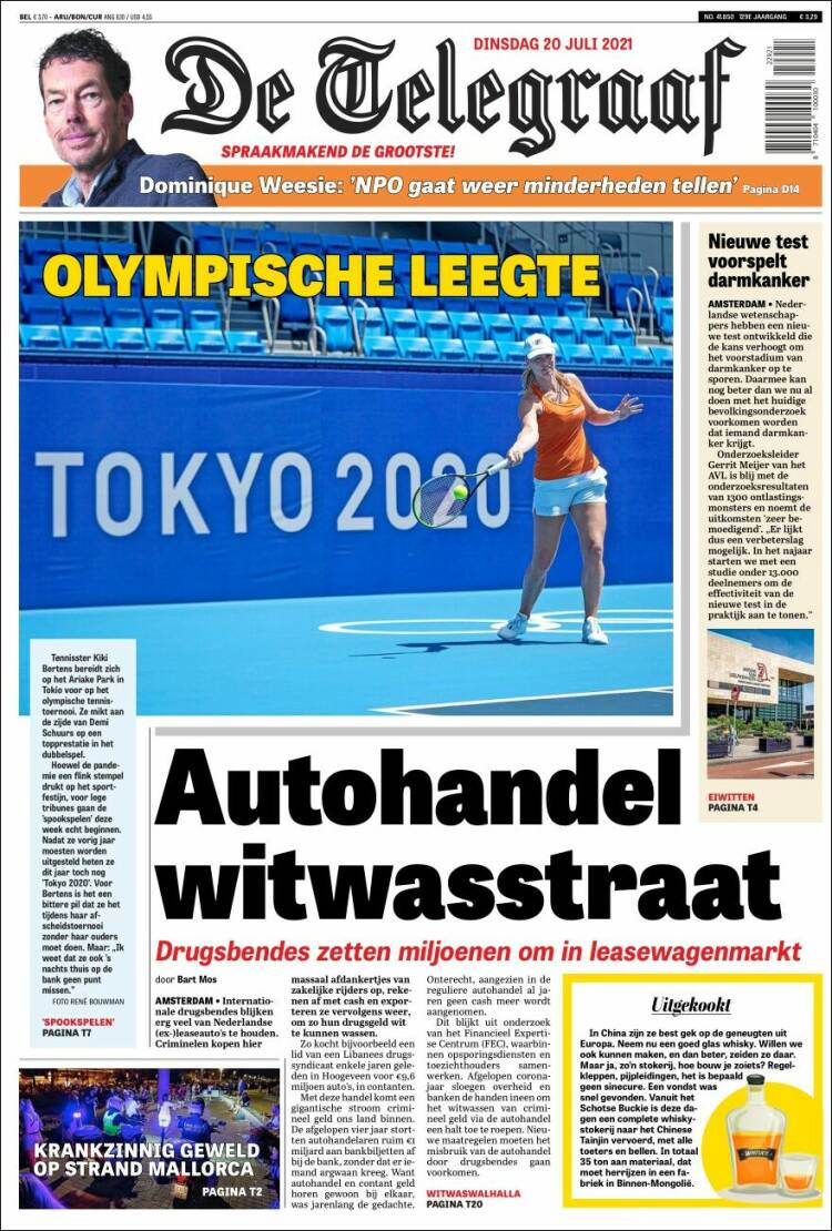 Portada de De Telegraaf (Pa&iacute;ses Bajos)
