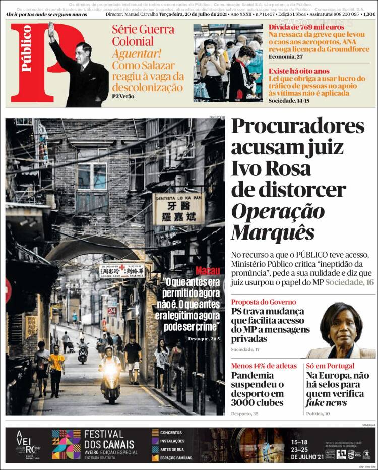 Portada de Público (Portugal)