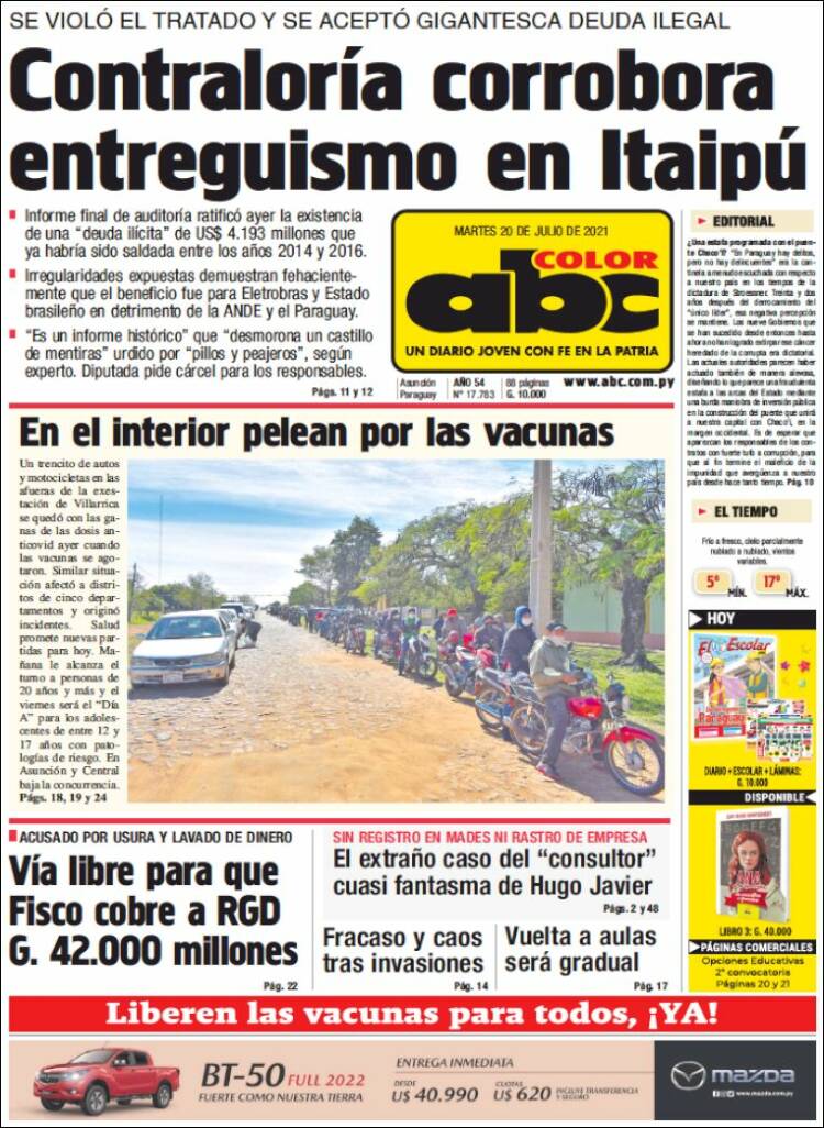 Portada de ABC Color (Paraguay)
