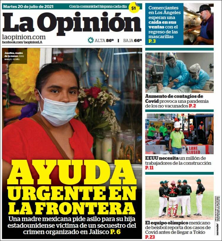 Portada de La Opinión (États-Unis)