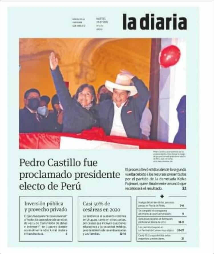 Portada de La Diaria (Uruguay)