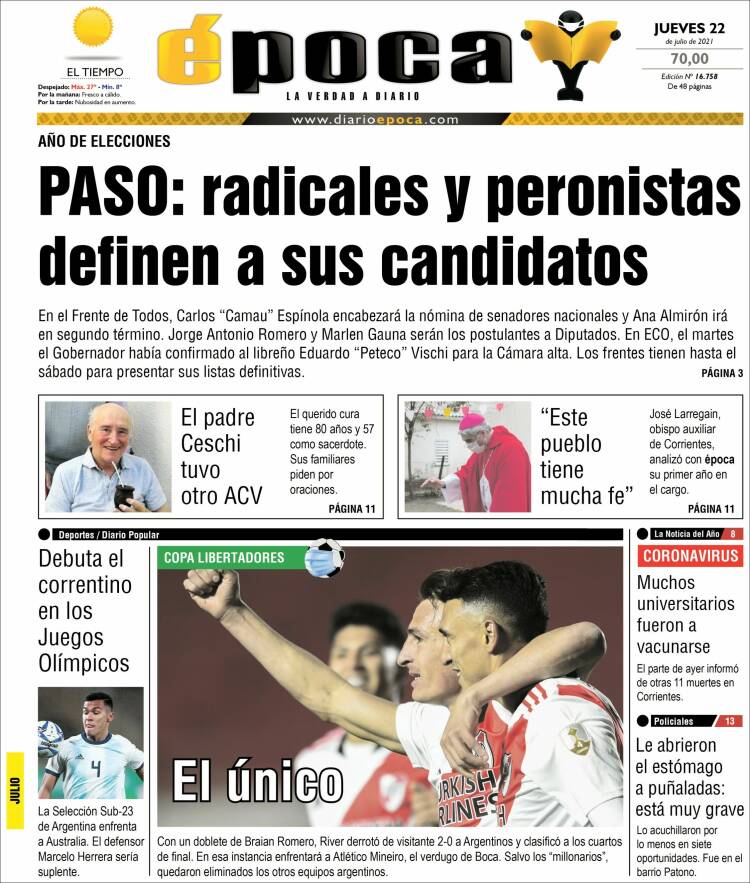 Portada de Diario Época (Argentina)