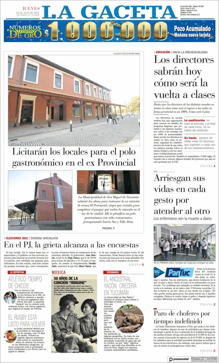 Portada de La Gaceta (Argentine)